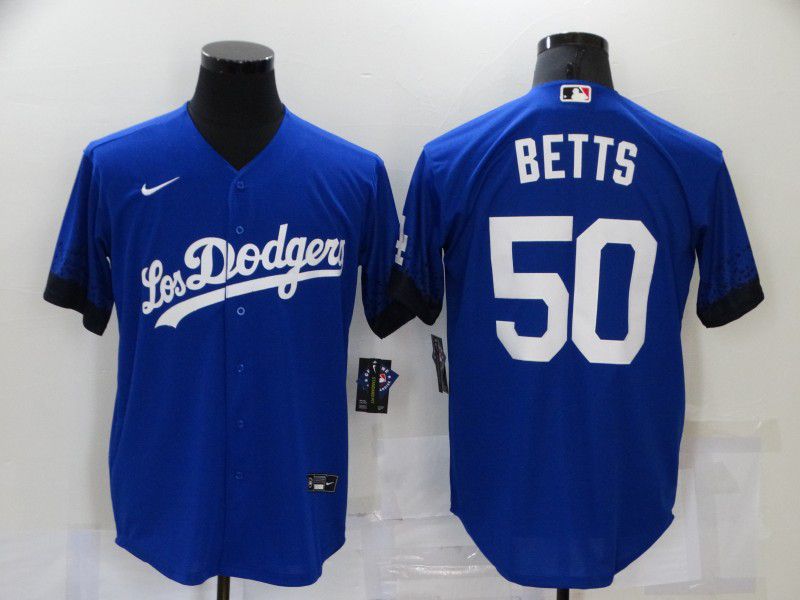 Men Los Angeles Dodgers 50 Betts Blue City Edition Game Nike 2021 MLB Jerseys